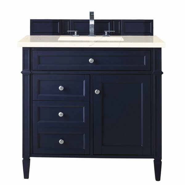 James Martin Vanities Brittany 36in Single Vanity, Victory Blue w/ 3 CM Eternal Marfil Quartz Top 650-V36-VBL-3EMR